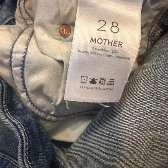 MOTHER Blue Distressed Straight Leg Jeans. Size 28. High rise. - Picture 5 of 7